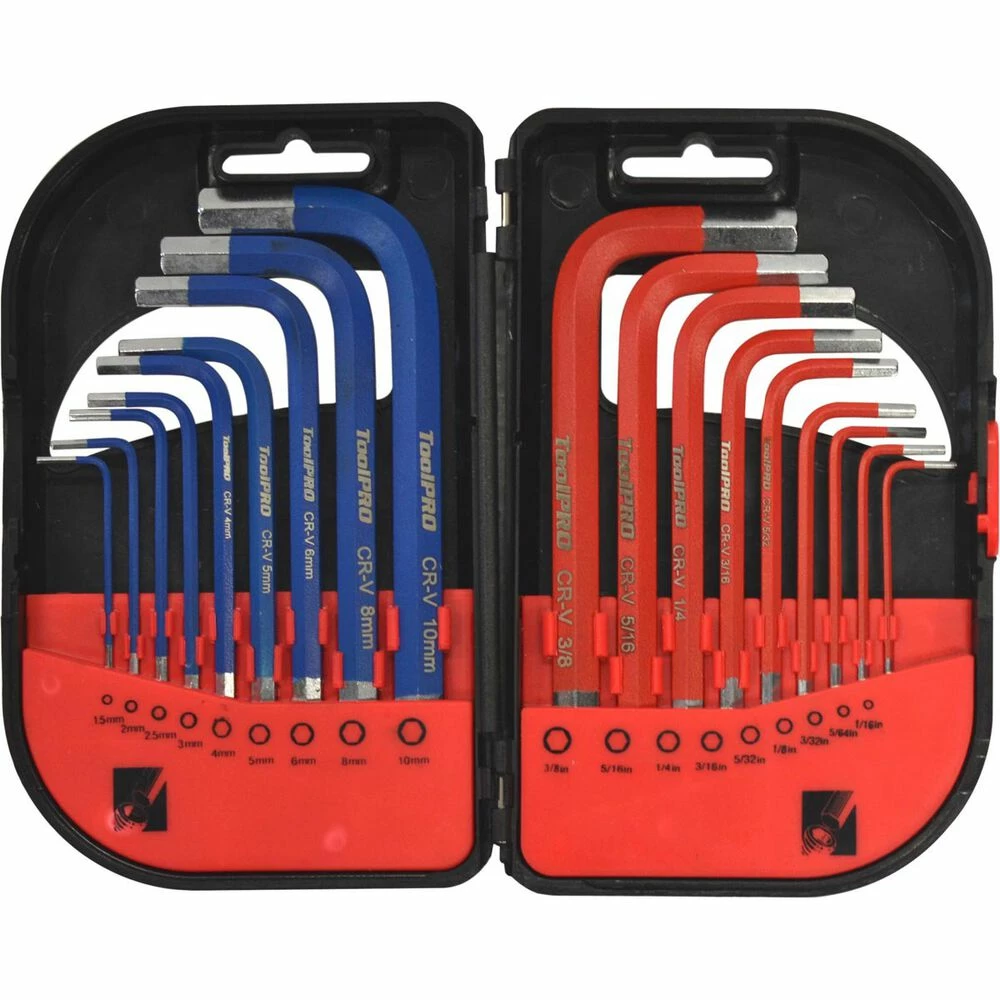 ToolPRO Short Hex Key Set - Metric & SAE, 18 Pieces 1 ToolPRO Short Hex Key Set - Metric & SAE, 18 Pieces