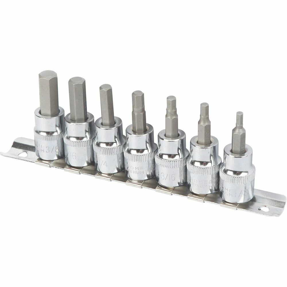 ToolPRO Hex Bit Socket Set - 3/8 Inch Drive, SAE, 7 Pieces